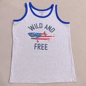 Chemistry Wild And Free American Flag Colors Shark Kids Tank T-shirt Size 10/12